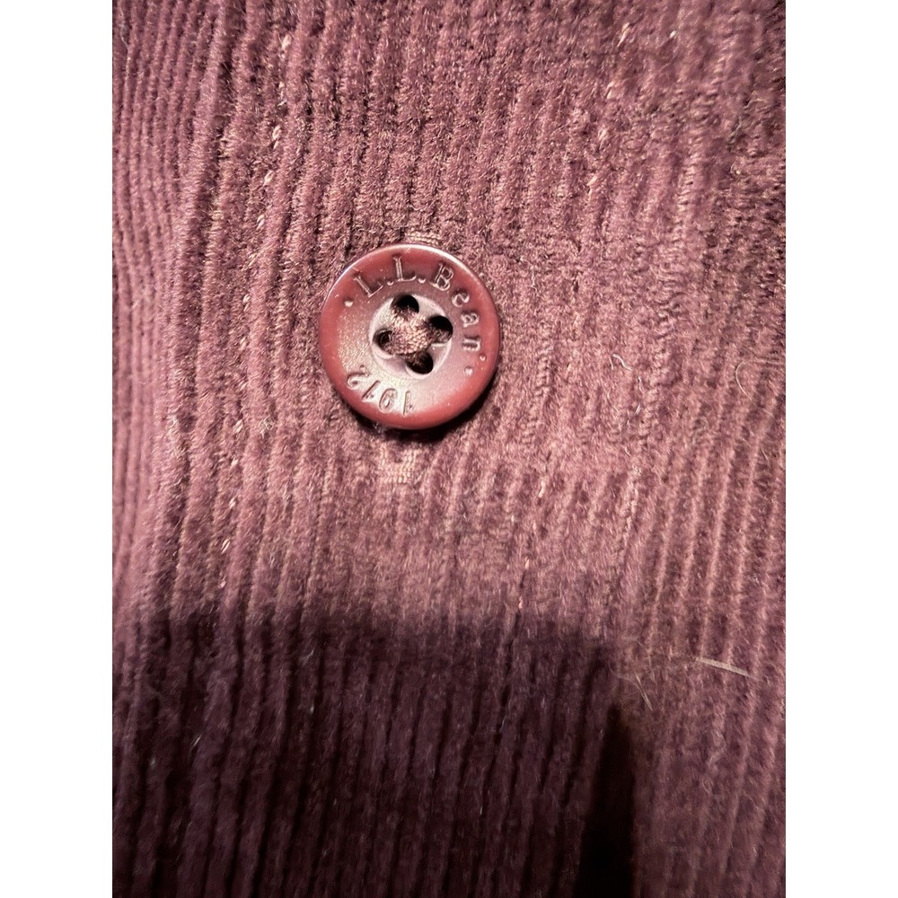 L.L. Bean Corduroy Shirt XL tall Burgundy Long Sleeve Button-Up Classic Fit - Picture 3 of 5